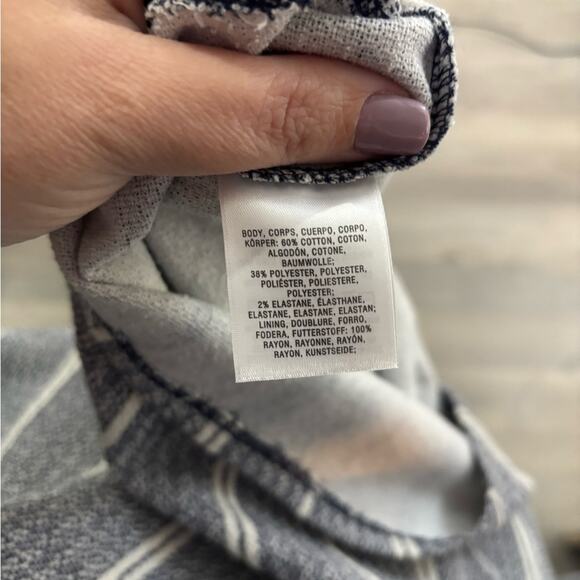 Maeve Navy Blue and White Textured Wrap Dress Size Medium - Picture 7 of 7